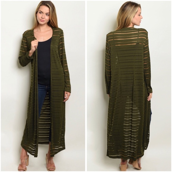 ShopGoGirl Sweaters - Olive green longline cardigan